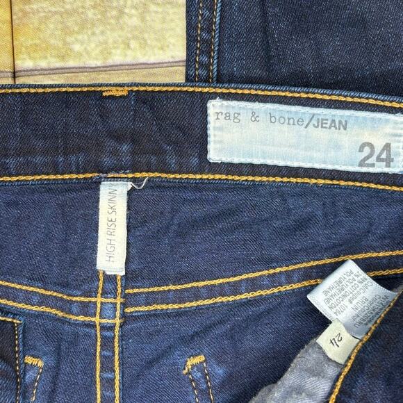 Rag & Bone Classic Stretch High Rise Skinny Jeans Bruin Cuffed Hem Womens Sz 24 - Picture 5 of 8